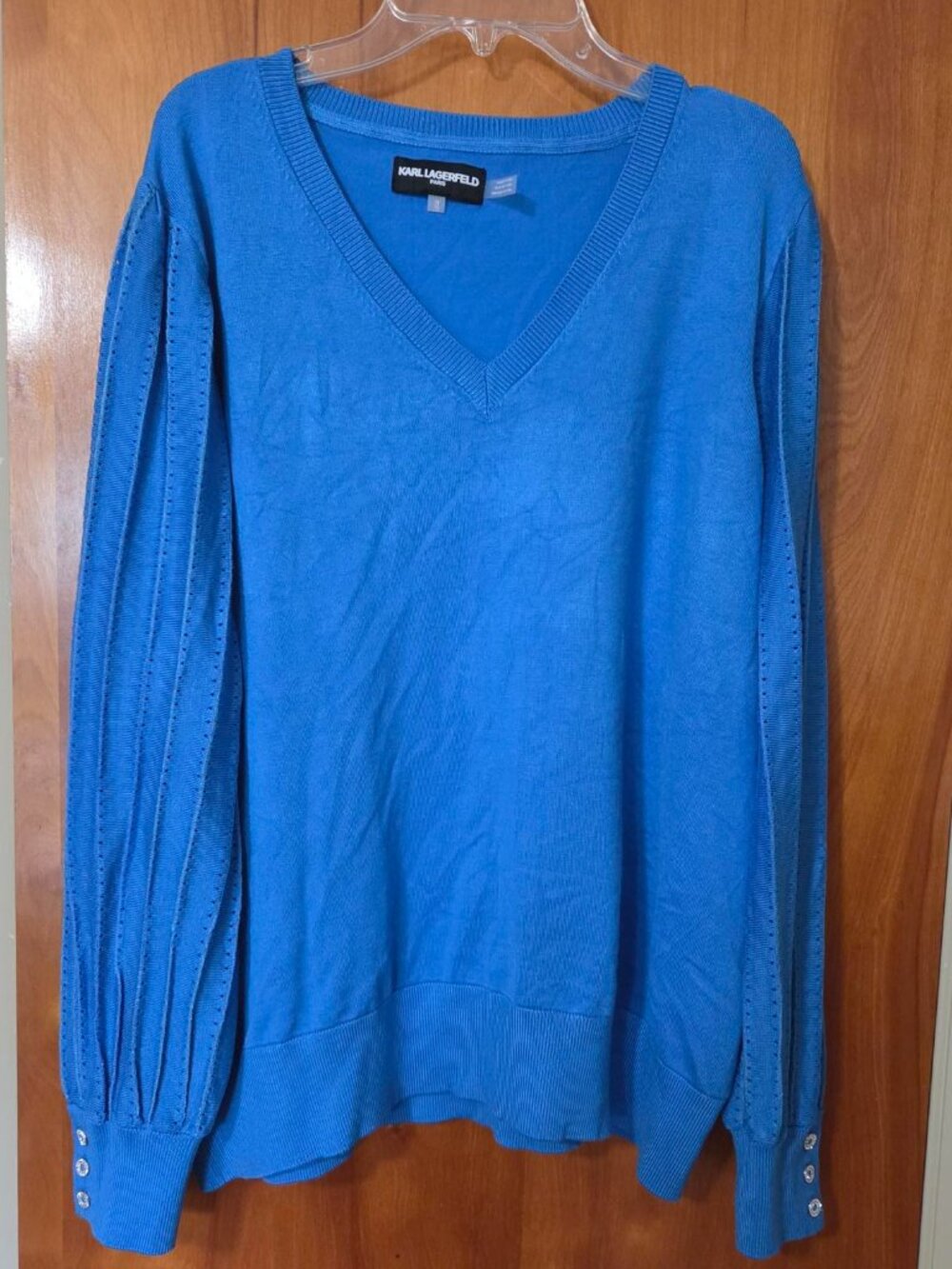 Karl Lagerfeld Women's V-Neck Long-Sleeve Sweater - 1X